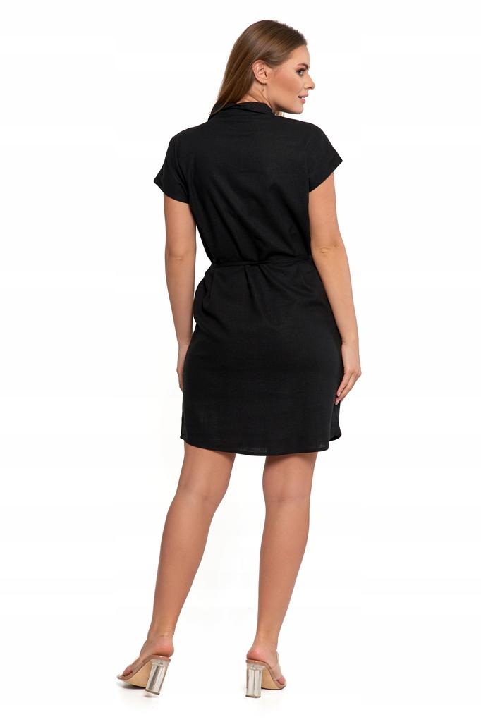 Women's Linen Dress Oversized Shirt Dress with Buttons Stylish MORAJ 3XL BLACK