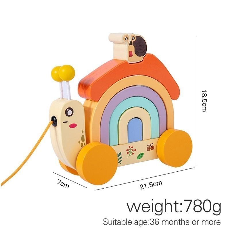 

Baby Rainbow Wooden Toy Car Children Snail Rally Car Toys Montessori Games Cartoon Snail Wooden Educational Toys for Children