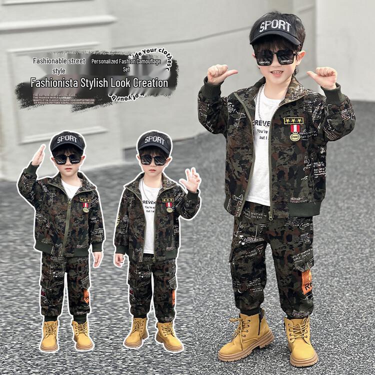 Boys' Camouflage Soldier Set with Fleece Padding - Autumn/Winter Edition, Special Forces Thickened Police Uniform