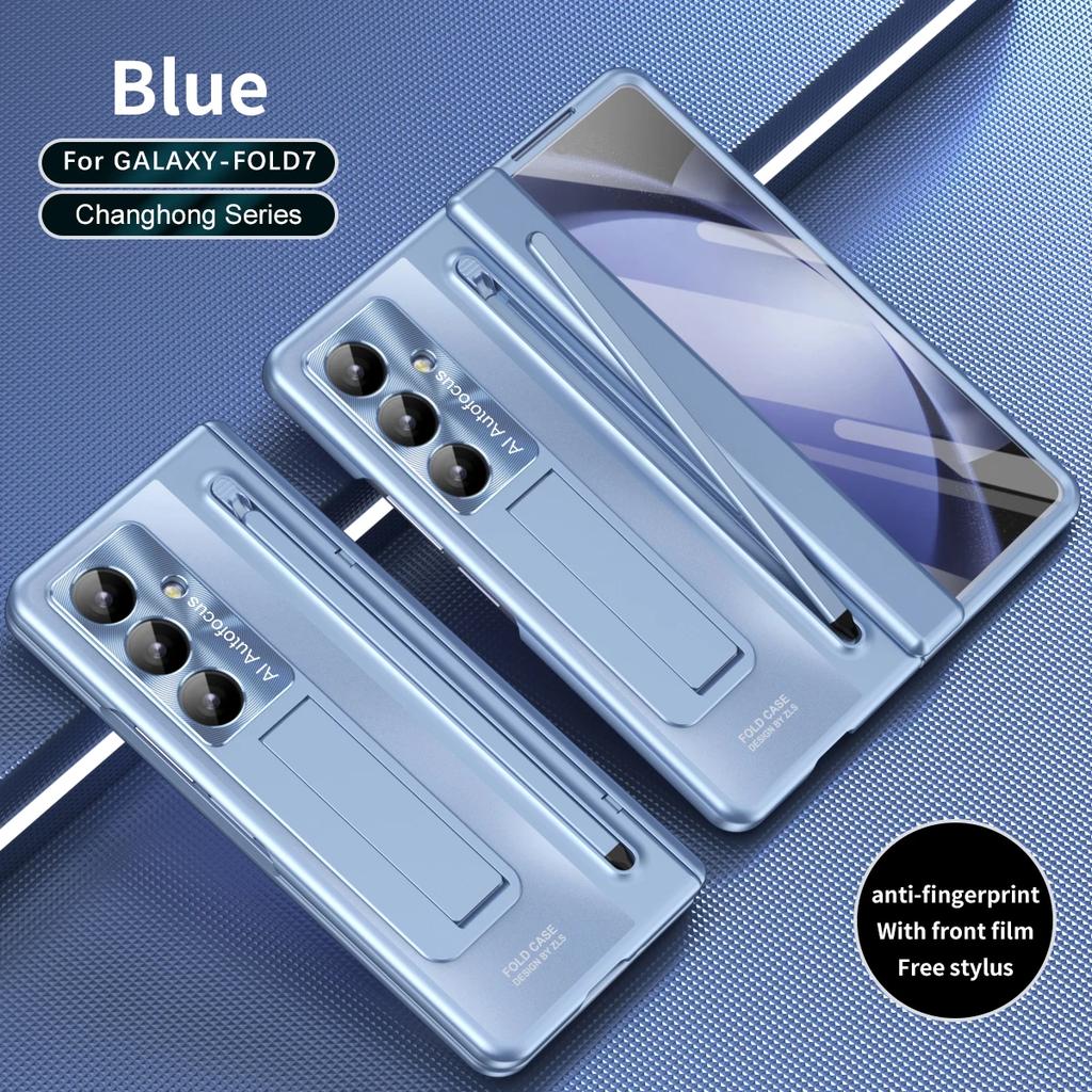 Etui z uchwytem na rysik do Samsunga Galaxy Z Fold 7 6 5 4 FOLD7 Pokrowiec składany na zawiasie Podpórka Pełna ochrona Folia ze szkła hartowanego
