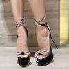 Fashion Eilyken Elegant Nightclub Prom Peep Toe Woman Sandals Sexy Crystal Platform Ankle Buckle Strap Stiletto High Heels Shoes