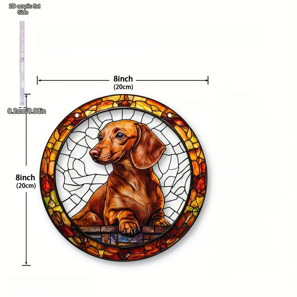 Cute Animals Dog Cat Suncatcher, Art Stained Window Hanging, Sun Catcher, Sunshade, Animals Lover Gift, Acrylic Round Garland Sign- Light