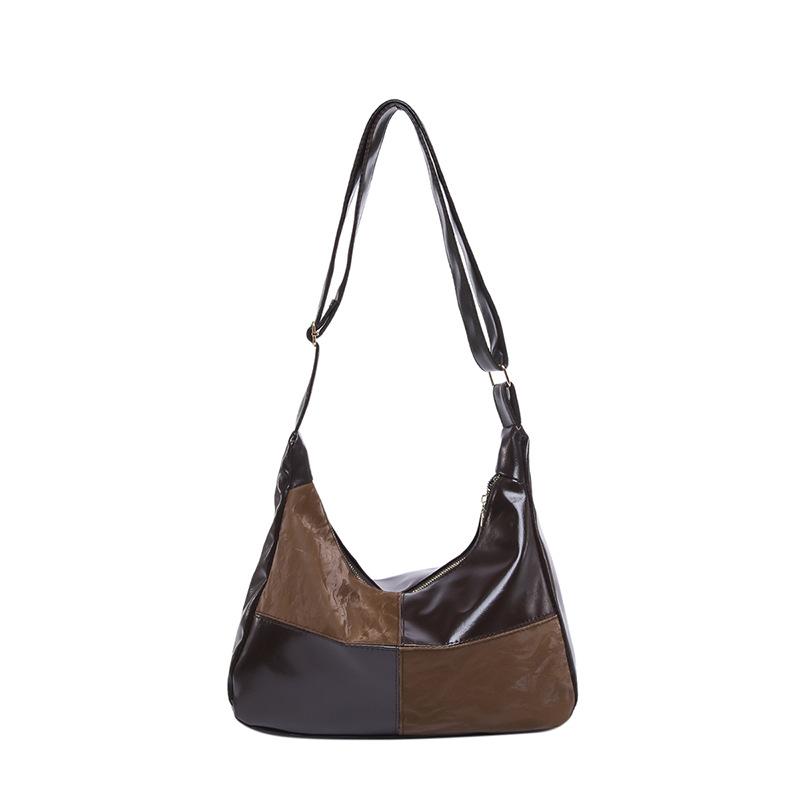 

Retro fashion splicing shoulder bag women s soft leather texture versatile messenger bag popular tote bag one size fits all