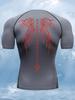 Skull Wings Print Men's Summer Fitness Running Short Sleeve Compression Sports Quick-Drying T-Shirt Short Sleeve Sports Top