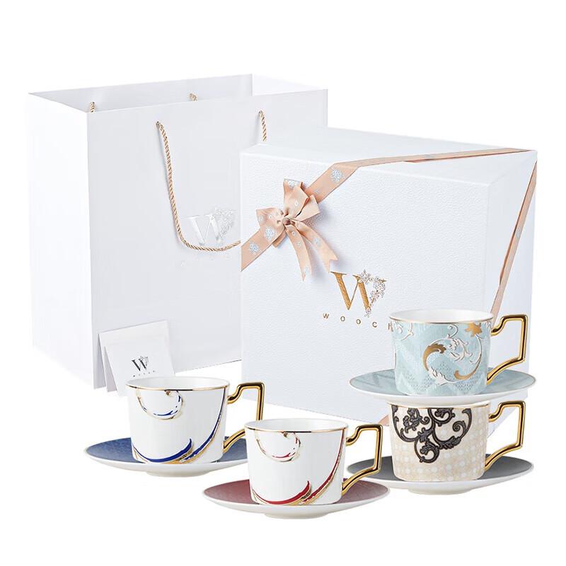 WOOCH Exquisites Palast-Rebenblumen 4-Tassen & Untertassen Geschenkset