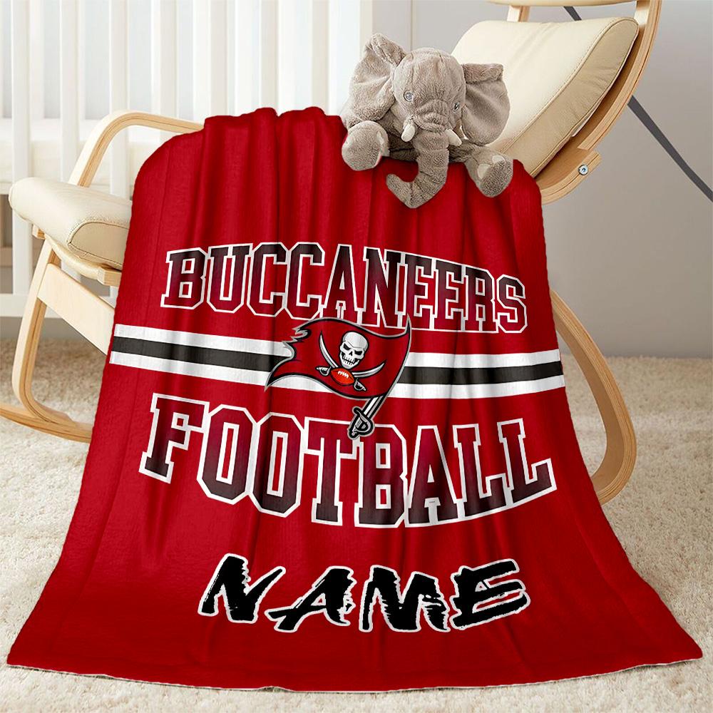 Buccaneers Football Team Spirit Personalized Text Blanket Gift Customizable Blanket Soft & Cozy Versatile for Living Room Sofa Home Decor Livingroom
