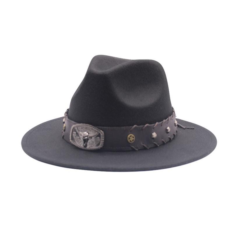 European and American New Accessories with Curved Brims Western Cowboy Hat Top Hat Tibetan Retro Jazz Hat Felt Hat Wool Riding Hat