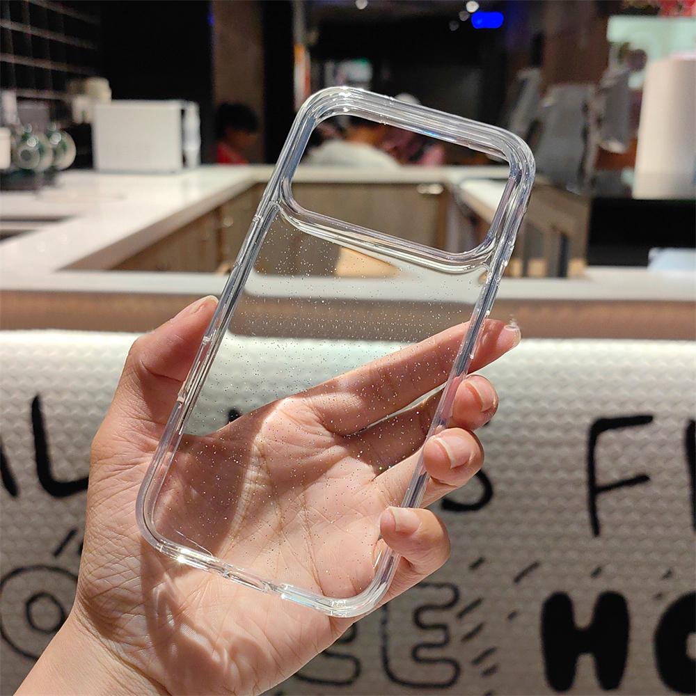 Glitter Shiny Transparent Soft Silicone TPU Case For iPhone 17 Pro Max Air 16 15 14 Plus 13 12 Shockproof Armor Clear Back Cover