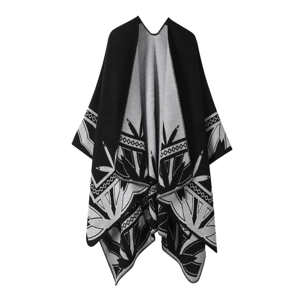 New Yunnan Ethnic Style Double-Sided Shawl: Versatile Warm Cloak Scarf for Women