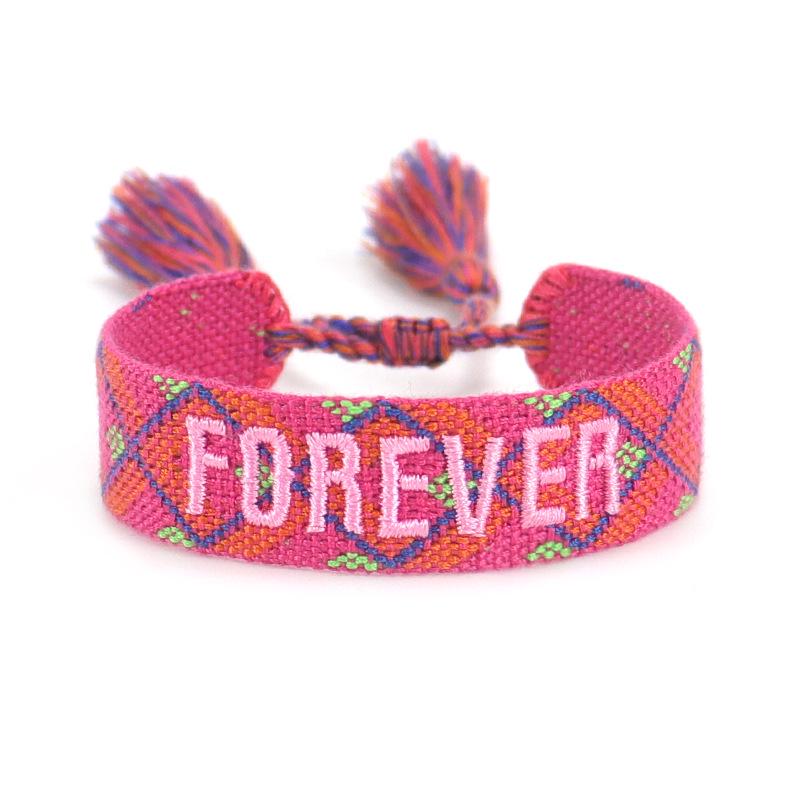Handmade European Style Embroidered Love Bracelet with Tassels for Girls