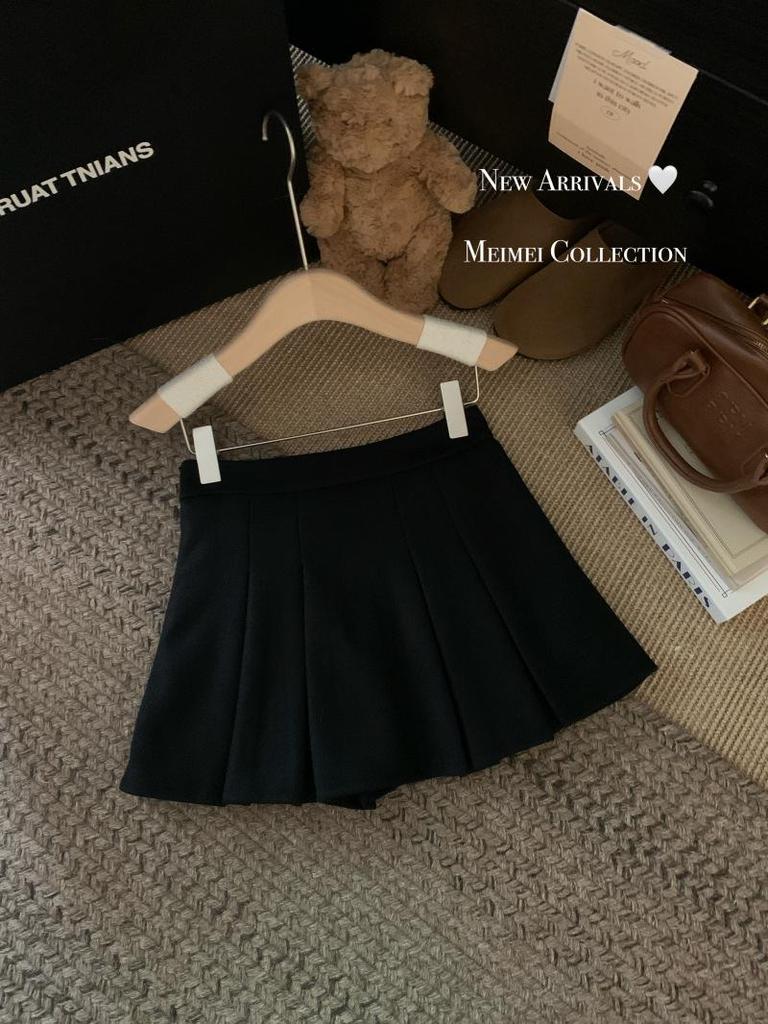 Damen High-Waist Woll Falten Minirock Hose - Herbst 2025 Trendiger Eleganter Stil