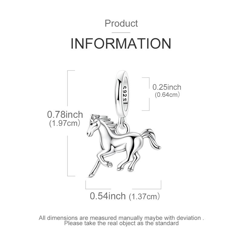 Original Real Copper Charm Bead Running Horse Pendant Fit Original Bracelets For Women Diy Accessories Gift