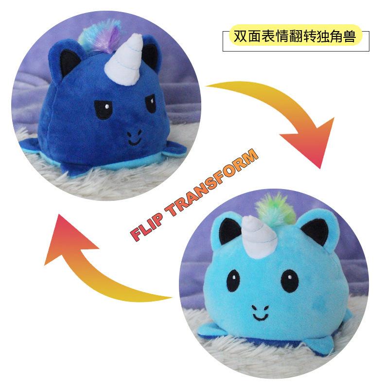 Cute Flip Unicorn Doll Plush Toy Double-Sided Flip Unicorn Doll Children'S Soothing Doll