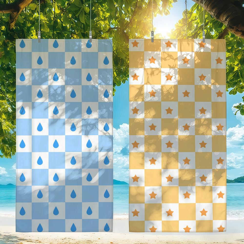 Cute Checkered Pattern Towel Quick Drying Beach Towels Are Suitable For Swimming Pools Camping Yoga And The Gym