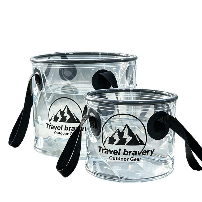 Rain Guardian Transparent PVC Folding Water Bucket: Camping, Picnic, Foot Bath & Outdoor Use 10L