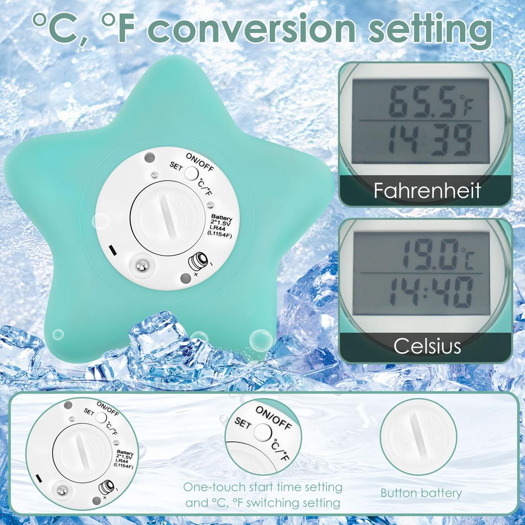 Ice Bath Thermometer with Timer Waterproof Floating Cold Plunge Thermometer, Water Thermometer for Ice Bath Tub Swimming Pool