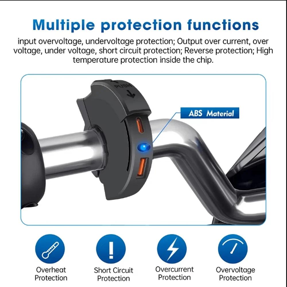 Ładowarka motocyklowa QC3.0 18 W PD 30 W Wodoodporny uchwyt ładujący na kierownicę Ładowarka do telefonu motocyklowego do adaptera gniazda 12/24 V
