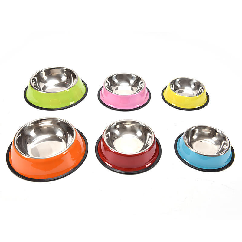 Pet Bowl Stainless Steel Dog Bowl Non-Slip Dog Cat Single Bowl