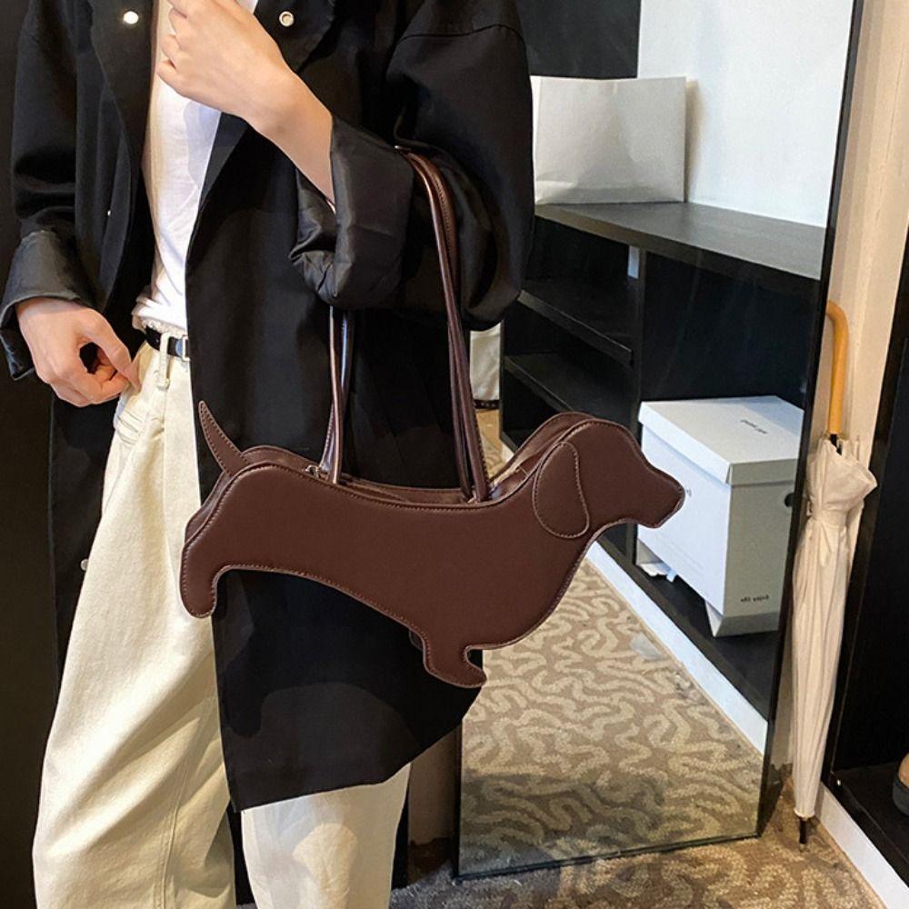Three-dimensional Animals Shoulder Bag Sausage Dog Cartoon Handbag Fashion Dachshund Dog Bag  Girls
