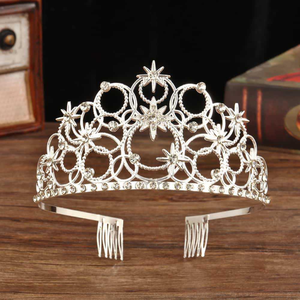 Large Crystal Rhinestone Bridal Crown - Elegant Alloy Queen Wedding Headdress
