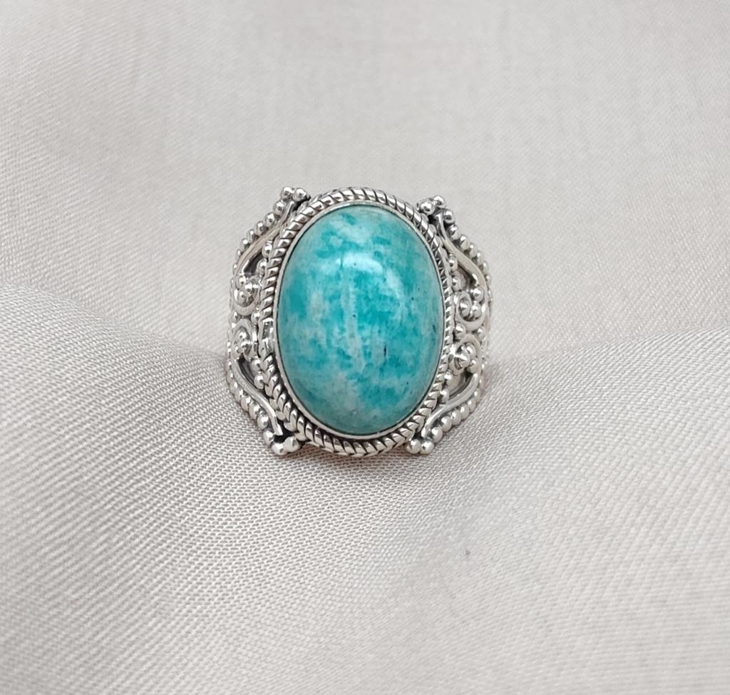 Amazonite Ring 925 Sterling Silver Jewelry Handmade Boho Gemstone Birthday Gift