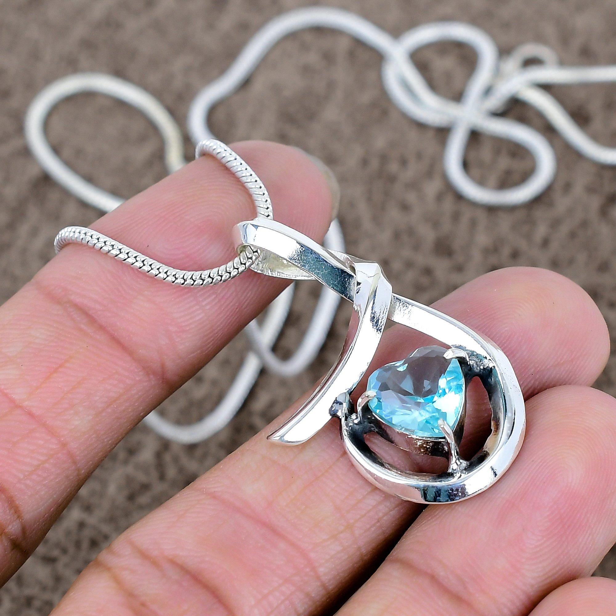 

Blue Topaz Gemstone Handmade 925 Sterling Silver Jewelry Pendant 1.54 KKG-577