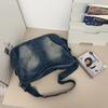 Y2K Vintage gewaschene Denim-Umhängetasche, Unisex große Kapazität Hobo Crossbody-Tasche, Streetwear Jeans-Handtasche für Männer & Frauen