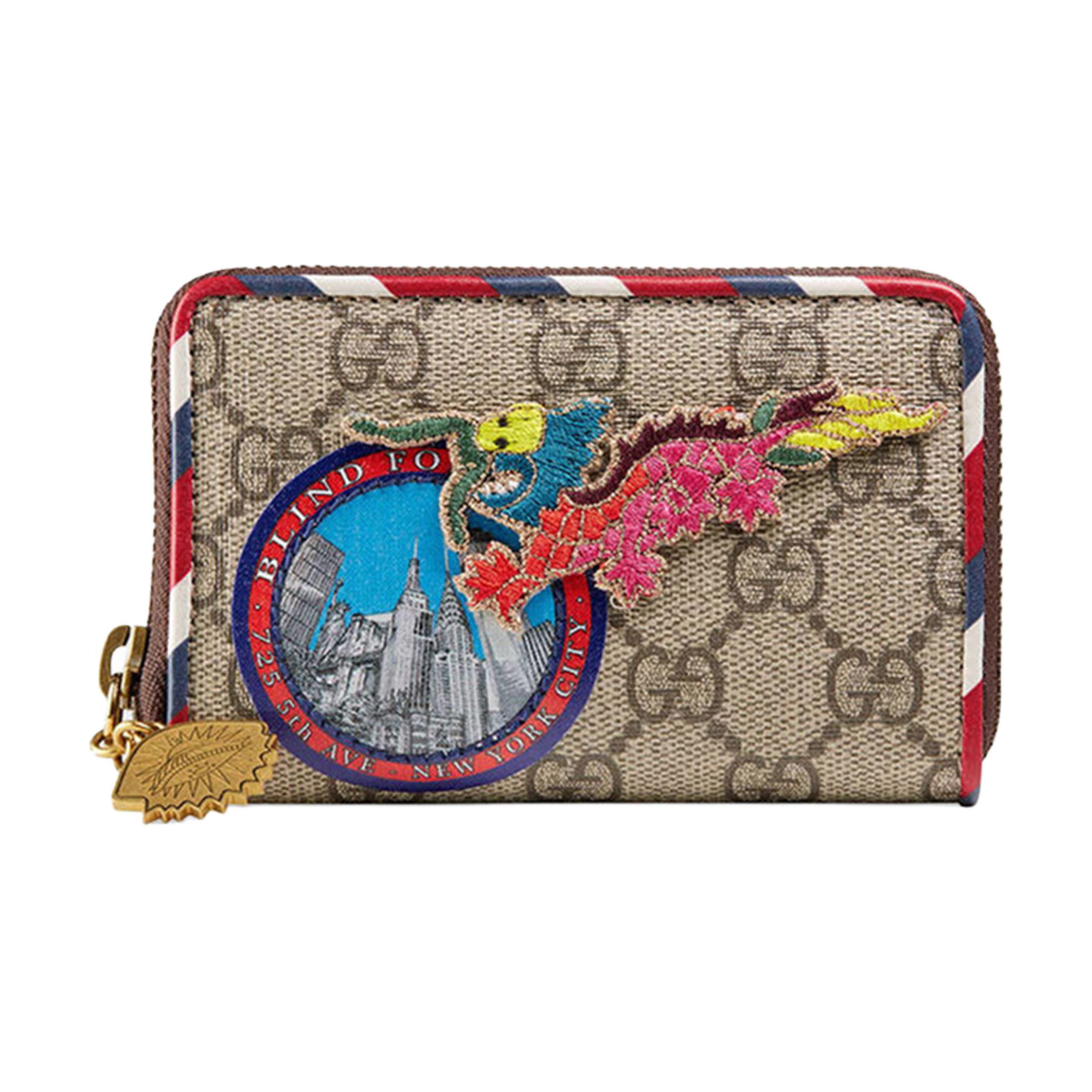 

Gucci Courrier Dragon Pattern Embroidery Patchwork Logo Horizontal Zipper Canvas And Leather Purse Coins Purse Unisex Couple Ebony/Multi-Color Gift Set(Basic Set+Box+Shopping Bag) ебеновий