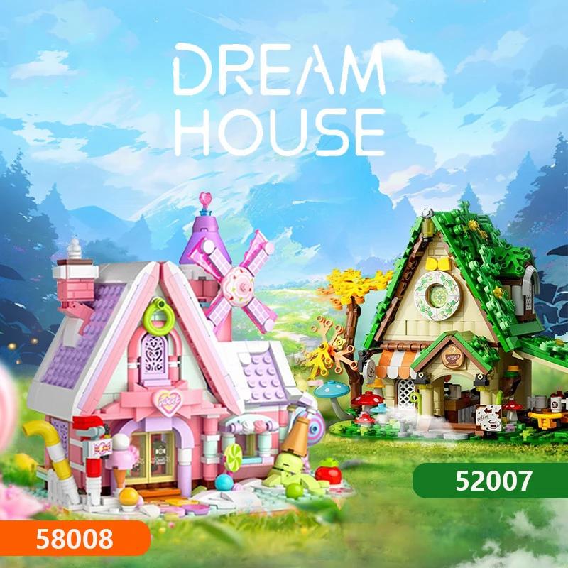 Romantic Fairy Tale Building Blocks Model Coffee House and Fantasy Candy House Creatively Assemble Puzzle Toy Gifts for Girls