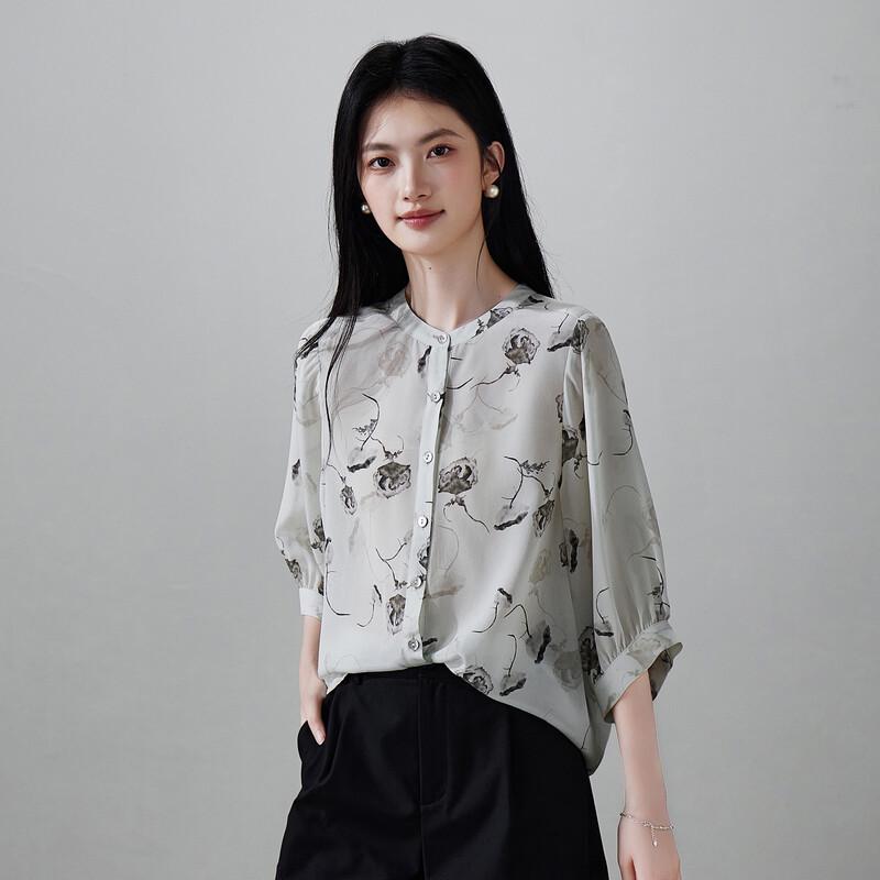 SOFSIL Women s 100% Mulberry Silk Botanical Print Blouse L