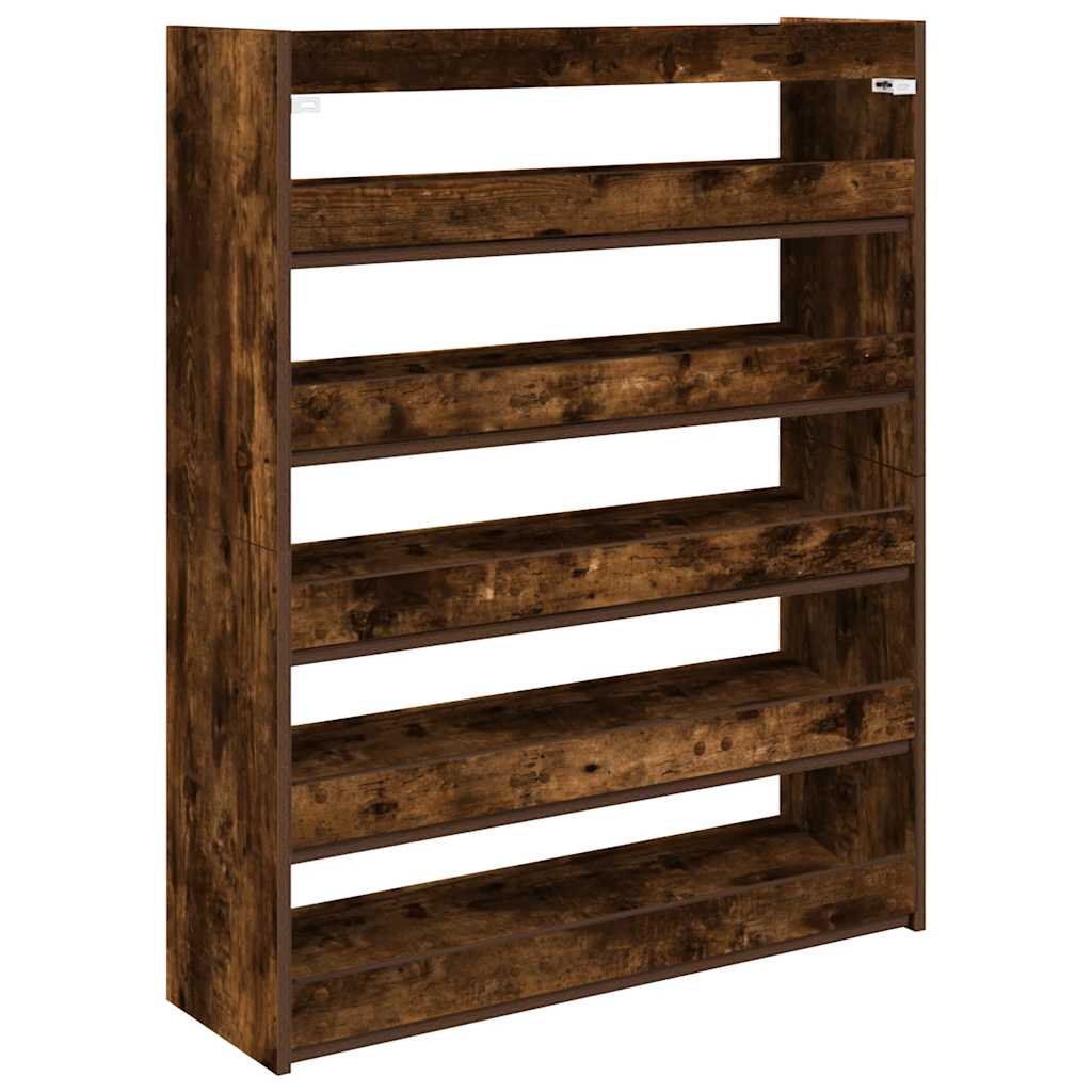 Shoe Rack Smoked Oak Finish 31.5 x 9.8 x 39.4 in (80 x 25 x 100 cm) Engineered Wood