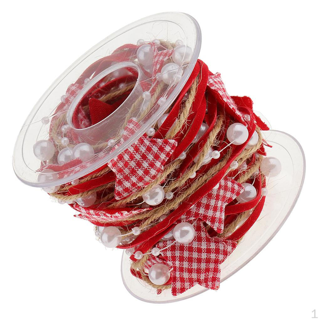 

5 Meters Red Beaded Lace Trims Sewing Polyester Applique for Christmas Craft