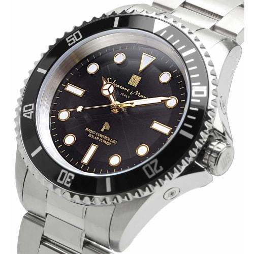 Salvatore Marra Men's Watch, Radio-Controlled Solar, 10 ATM Water Resistant, Italian Brand, Black and Gold, SM22110-SSBKGD