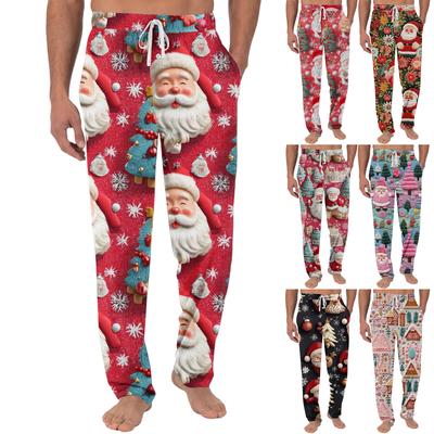 Men's Christmas-Printed Pocket & Sleep Pants | Soft Cotton Blend, Elastic Waist