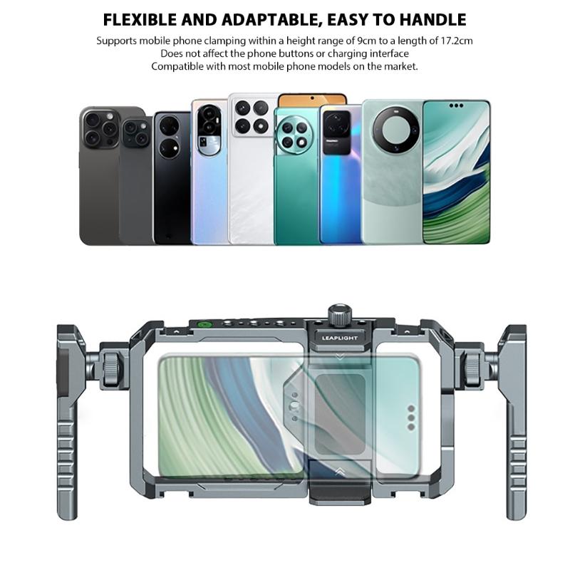 Professioneller Smartphone-Käfig Doppelgriff-Design Mehrere Kalt Schuh Halterungen 1/4 Zoll Schraubloch Universell Kompatibilität