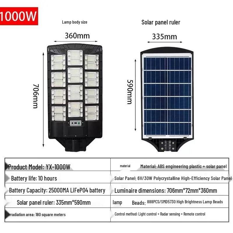 UOSU 800W Integrated Solar Street & Garden Light with Motion Sensor