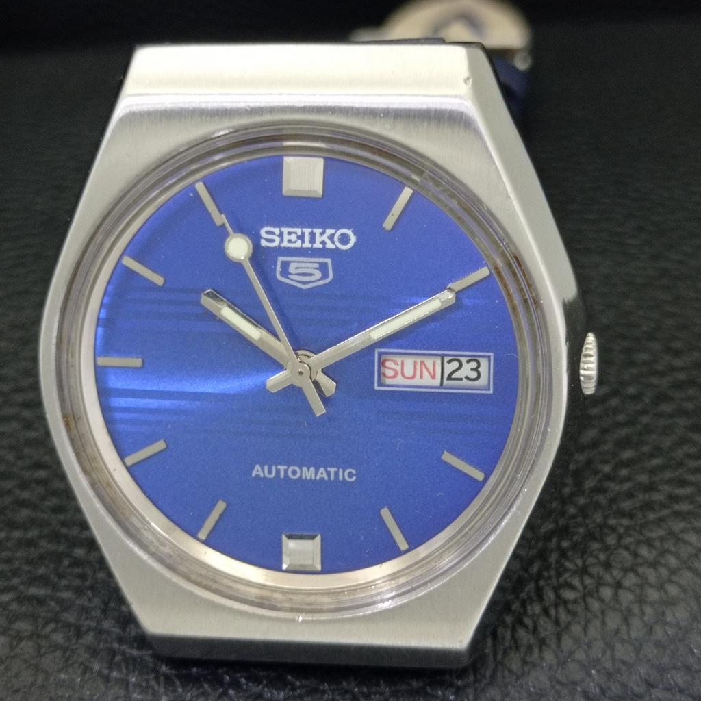 VINTAGE SEIKO 5 AUTOMATIC JAPAN 6309A MENS BLUE COLOR DIAL WATCH A701273-5 R206a-a701273