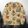 Autumn 3D Vintage Tattoo Printed Hoodies Fashionable Casual Sports Long Sleeved Men's Hoodies
