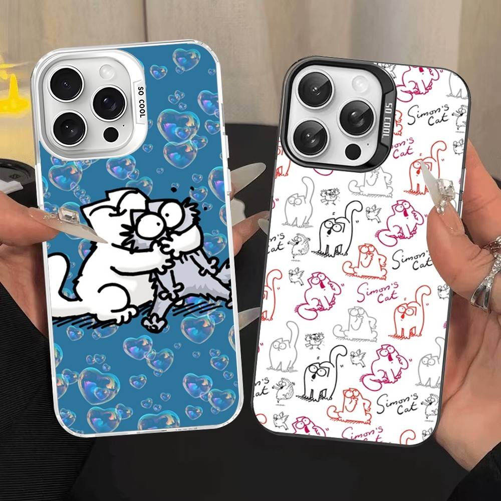 Cute S-Simons Cat Phone Case For IPhone 17 Air 16 15 14 13 12 11 Pro Max Color Hard Cover