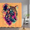 1pc Vibrant Tiger Shower Curtain - Abstract Art Design with Bold Pink, Blue, Green, Yellow Strokes, 70. 86x70. 86 Inches, Polyes