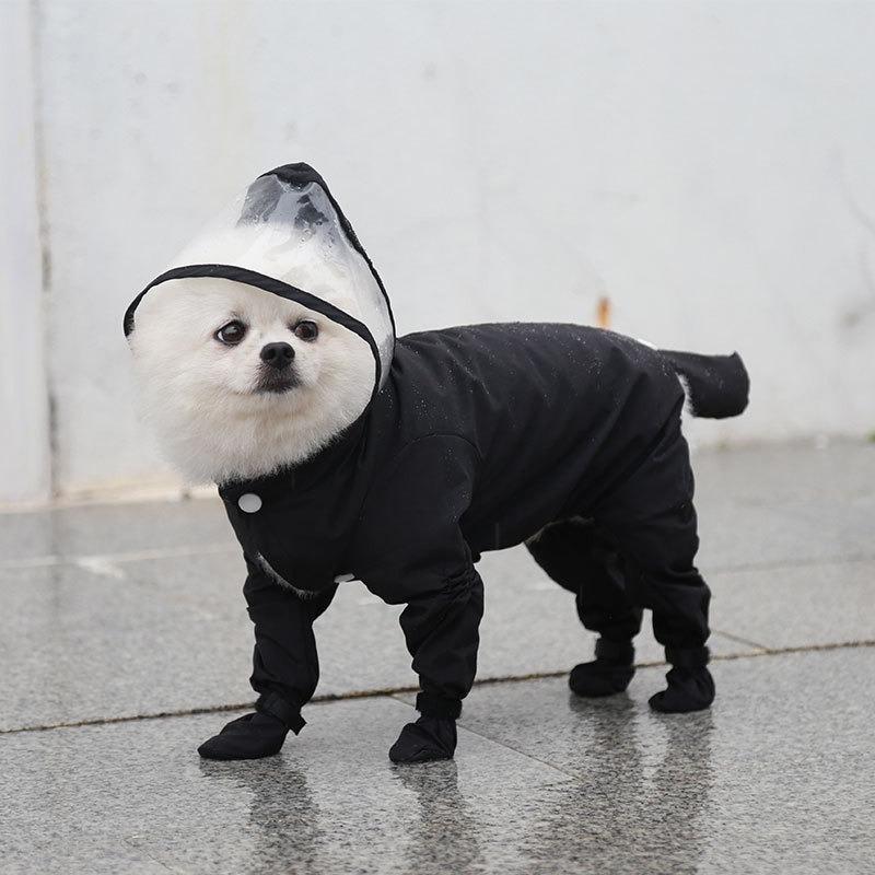 All-inclusive Pet Cat Dog Four-legged Raincoat Rain Shoes Teddy Bear French Bulldog Outdoor Dog One-piece Raincoat Waterproof Supplies
