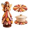 Heat Proof Wood Trivet for Kitchen Wooden Fairy Bloom Trivets Hot Dishes, Flower Shaped Pot Resistant Pots Holders, Insulation Pads Counter