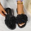 Fashion Fashionable Wedge Sandals for Women 2024 Summer New Beach Thick-soled Flower Decorated High-heeled Slippers for Women Large Size