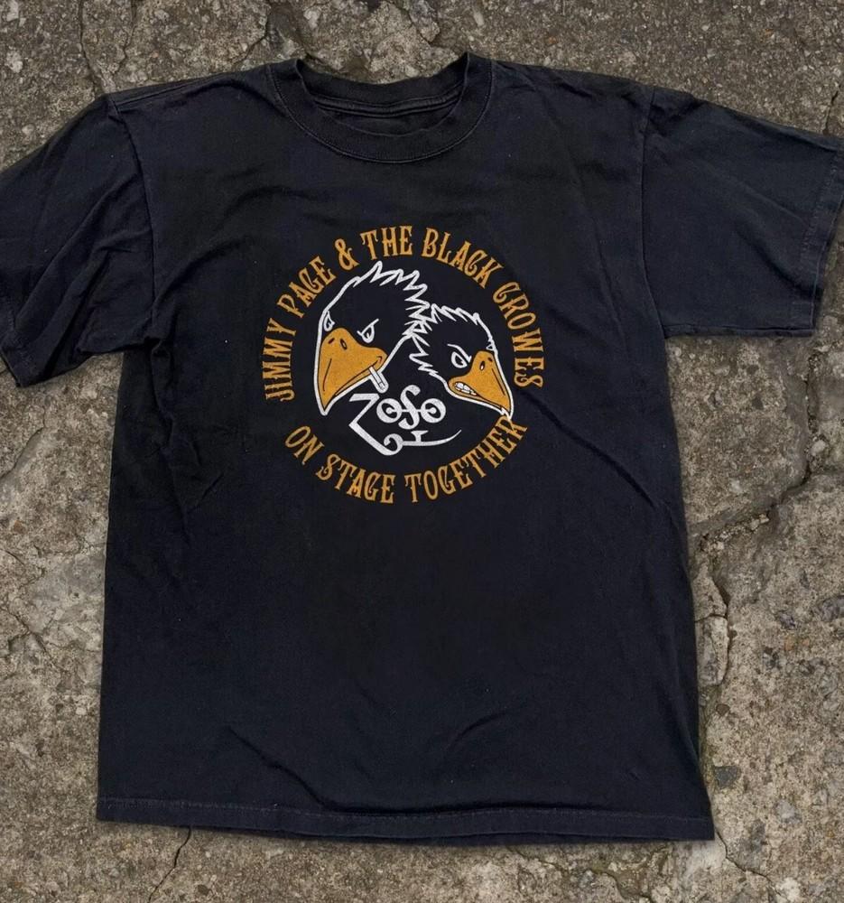 Джимми Пейдж и The Black Crowes На сцене вместе Унисекс Черная футболка Размер S-5XL Унисекс Футболка XXXXL 1950₽