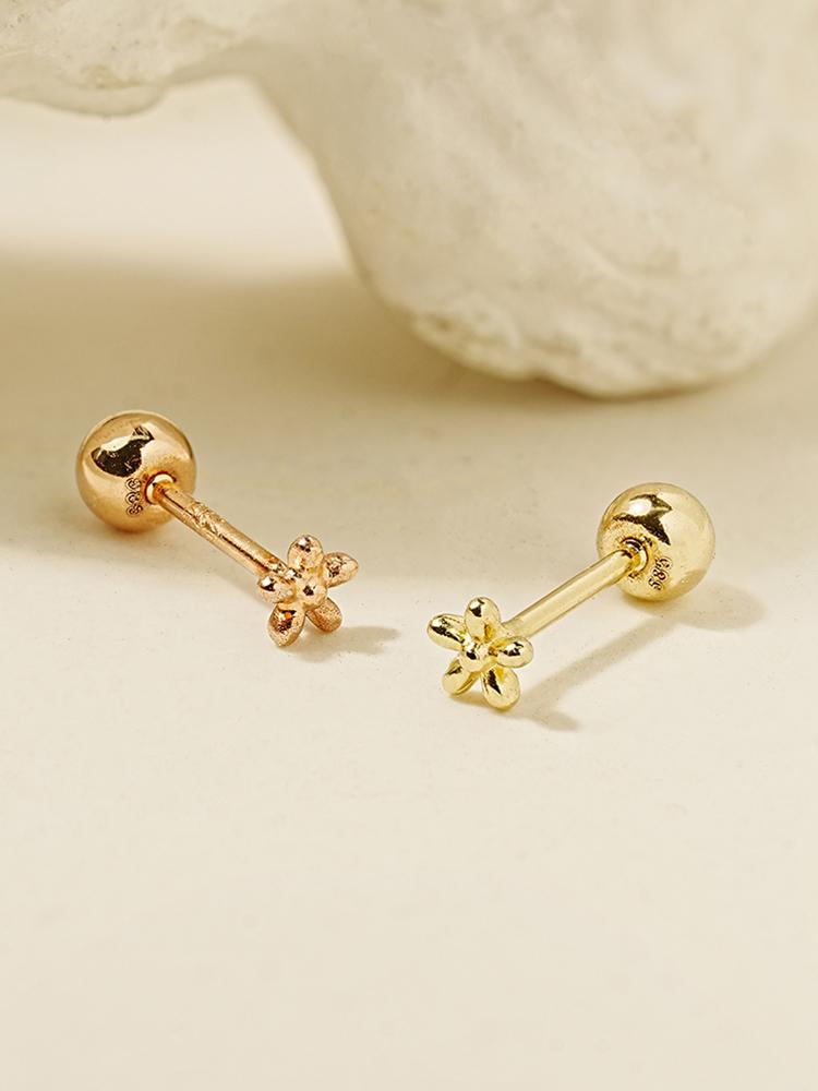 Minimalpiercing 14K Candle Mini Ball Flower Piercing Earrings