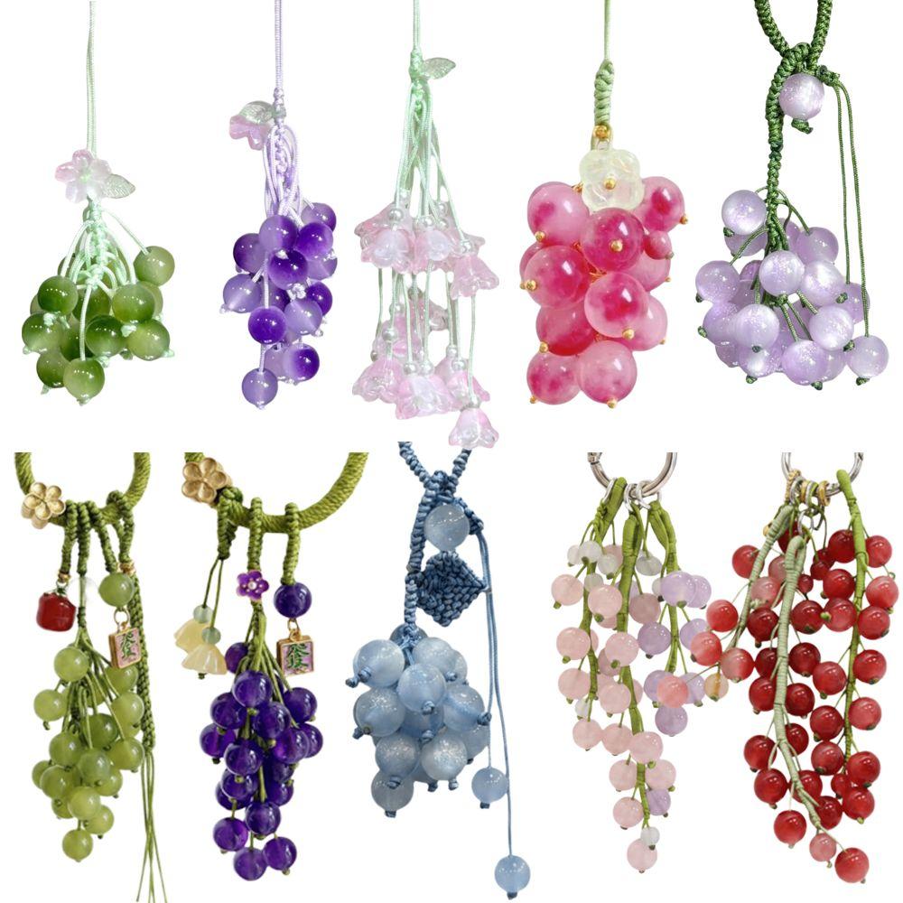 Elegant Grape Cluster Pendant Zinc Zinc Alloy Gradient Beads Woven Pendant Crystal Grape Phone Chain  Gifts