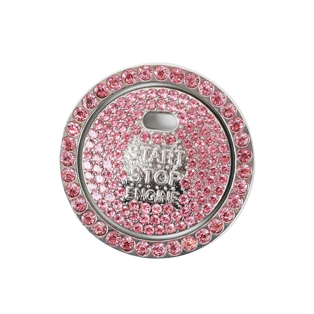 Car Start Button Rhinestone Sticker Diamond Bling Ring One Click Start Stop Switch Stickers Decoration Auto Accessories Decals