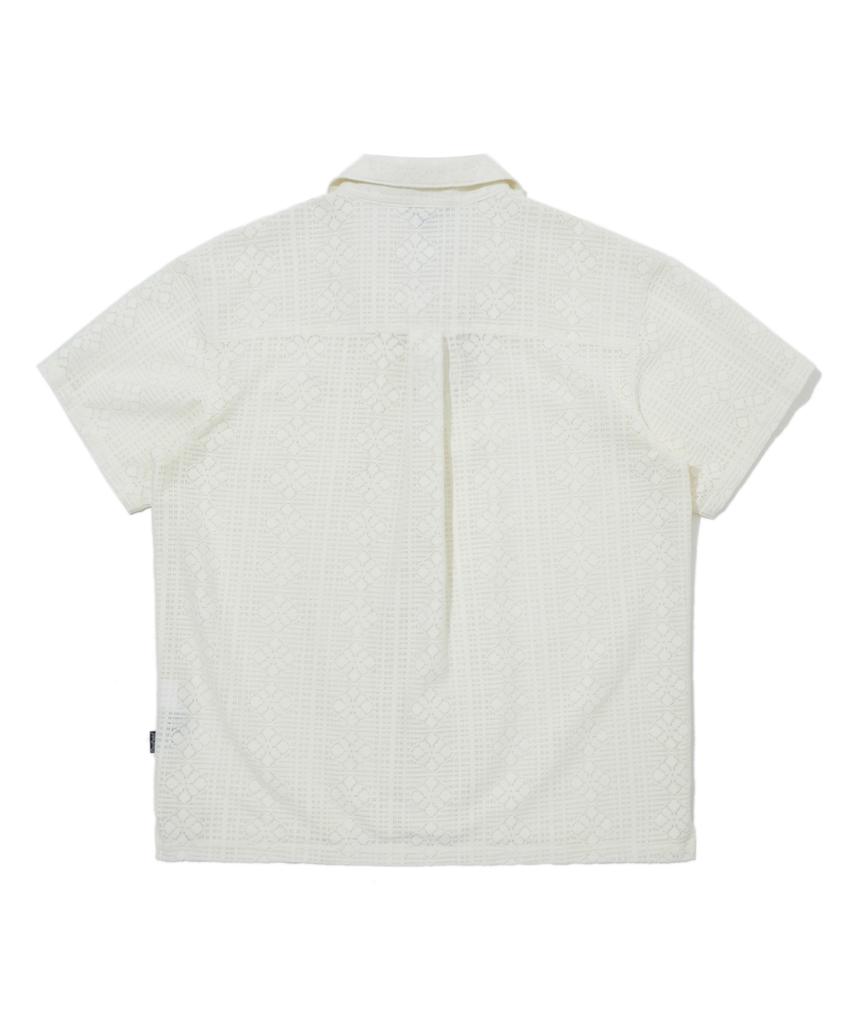 PENFIELD Crochet Open Collar Short Sleeve Shirt White_Fs2Wr12U