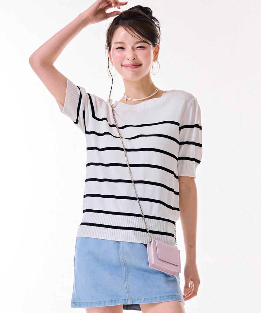 CHASECULT Women'S Striped Short Sleeve Sweater-Dbrg5672D0A
