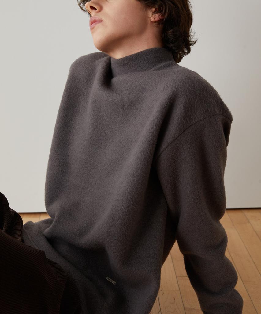 Triple Sense Brushed Half Turtleneck T-Shirt_Brown